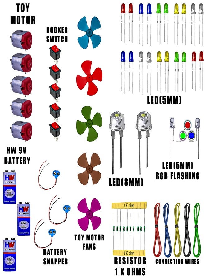 CodifyMonk School Science Project DC Motor Kit for Kids | Educational DIY Electronics Learning Kit | 60 Loose Components (Multicolour) - Image 4
